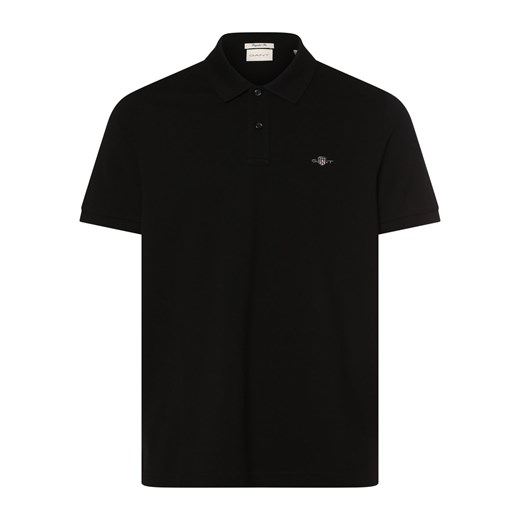 Gant Męska koszulka polo Mężczyźni Bawełna czarny jednolity ze sklepu vangraaf w kategorii T-shirty męskie - zdjęcie 162832379