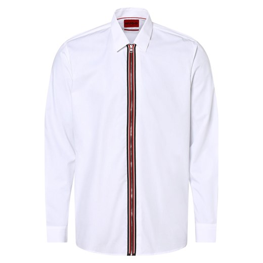 HUGO Koszula męska Mężczyźni Regular Fit Bawełna biały jednolity ze sklepu vangraaf w kategorii Koszule męskie - zdjęcie 162832449
