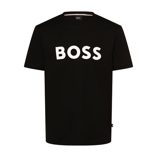 BOSS T-shirt męski Mężczyźni Bawełna czarny jednolity XL vangraaf