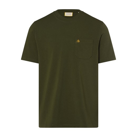 Scotch & Soda T-shirt męski Mężczyźni Bawełna oliwkowy jednolity XL vangraaf