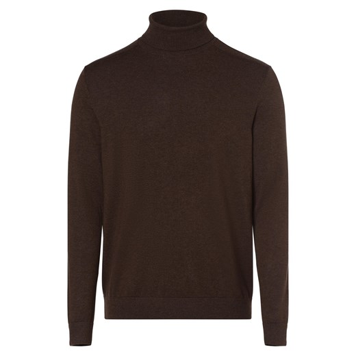 Selected Sweter męski Mężczyźni Bawełna brązowy marmurkowy ze sklepu vangraaf w kategorii Swetry męskie - zdjęcie 162832536