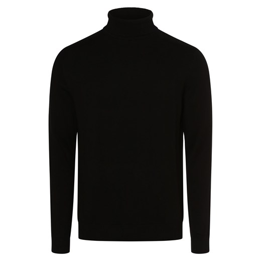 Selected Sweter męski Mężczyźni Bawełna czarny jednolity ze sklepu vangraaf w kategorii Swetry męskie - zdjęcie 162832537