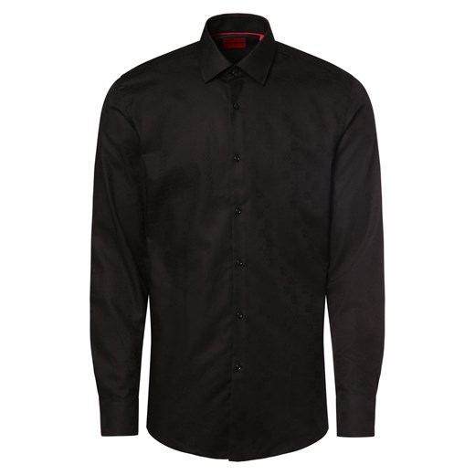 HUGO Koszula męska Mężczyźni Slim Fit Bawełna czarny wzorzysty ze sklepu vangraaf w kategorii Koszule męskie - zdjęcie 162832898