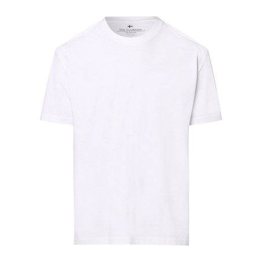 Nils Sundström T-shirt męski Mężczyźni Bawełna biały jednolity ze sklepu vangraaf w kategorii T-shirty męskie - zdjęcie 162832948