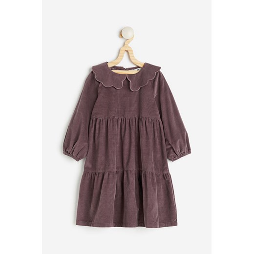 H & M - Sztruksowa sukienka z kołnierzykiem - Fioletowy H & M 116 (5-6Y) H&M