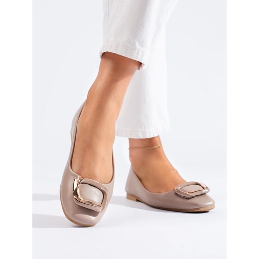 Beżowe eleganckie baleriny z kwadratowym noskiem Shelovet Shelovet 39 czasnabuty.pl