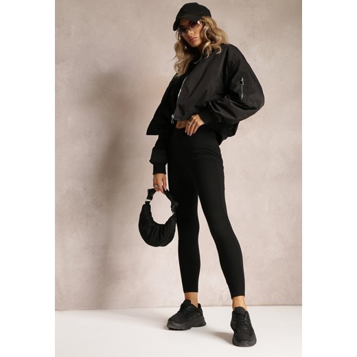 Czarne Legginsy z Elastycznej Bawełny z Regularnym Stanem Railean ze sklepu Renee odzież w kategorii Spodnie damskie - zdjęcie 162852768