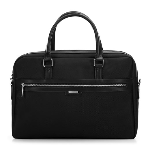 Męska torba na laptopa 17” z błyszczącym suwakiem czarna ze sklepu WITTCHEN w kategorii Torby na laptopa - zdjęcie 162856385