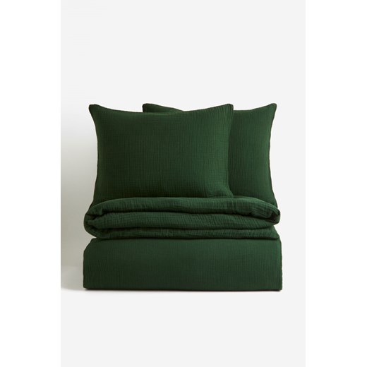 H & M - Komplet muślinowej pościeli podwójnej - Zielony H & M H&M