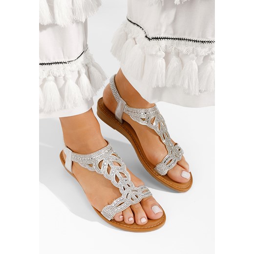 Srebrne sandały płaski Tirenia ze sklepu Zapatos w kategorii Sandały damskie - zdjęcie 162858607