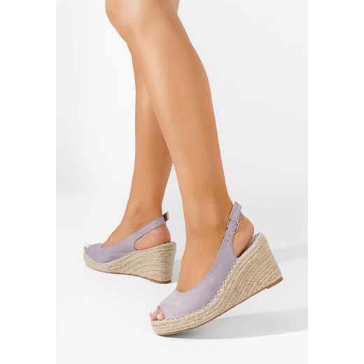 Fioletowe sandały damskie Zapatos casualowe z klamrą na lato 