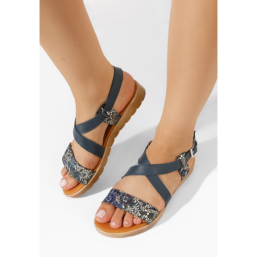 Niebieskie sandały damskie skórzane Tamala ze sklepu Zapatos w kategorii Sandały damskie - zdjęcie 162858986