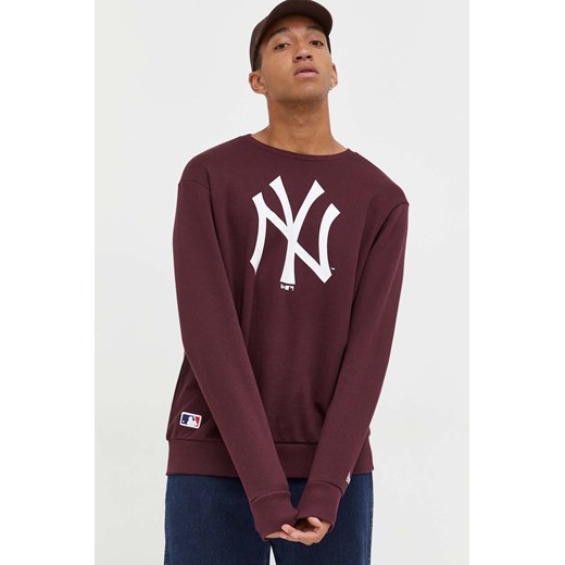 New Era bluza męska kolor bordowy z nadrukiem NEW YORK YANKEES ze sklepu ANSWEAR.com w kategorii Bluzy męskie - zdjęcie 162866725