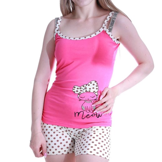 Śliczna różowa piżama z krótkimi spodenkami /H2-K48 P71 S195/ ze sklepu Pantofelek24.pl w kategorii Piżamy damskie - zdjęcie 162899279