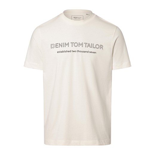Tom Tailor Denim T-shirt męski Mężczyźni Bawełna biały nadruk ze sklepu vangraaf w kategorii T-shirty męskie - zdjęcie 162903225
