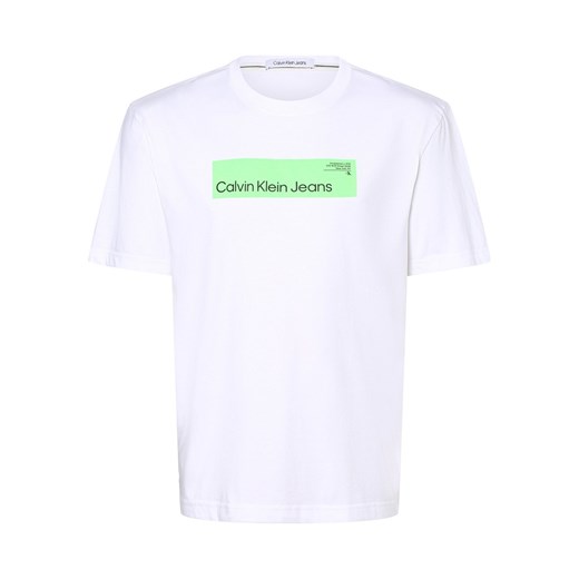 Calvin Klein Jeans T-shirt męski Mężczyźni Bawełna biały nadruk ze sklepu vangraaf w kategorii T-shirty męskie - zdjęcie 162903228