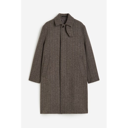 H & M - Płaszcz samochodowy z domieszką wełny Loose Fit - Beżowy H & M M H&M