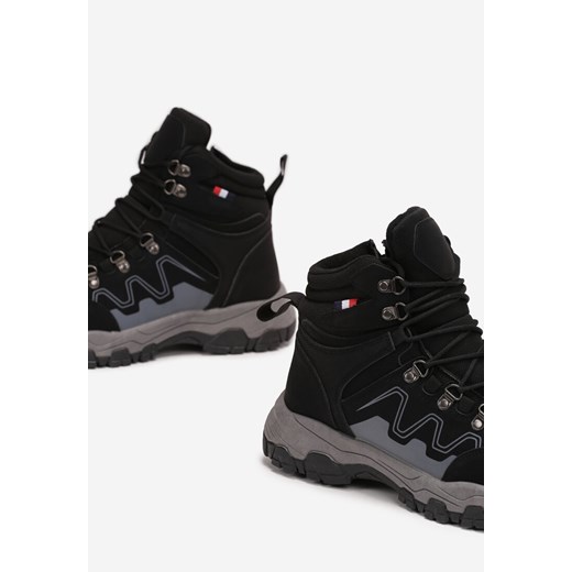 Buty trekkingowe męskie Born2be na zimę czarne sznurowane 