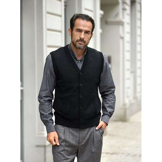 Sweter męski kamizelka Roman - czarny melanż - M ze sklepu Swetry Lasota w kategorii Kamizelki męskie - zdjęcie 162913149