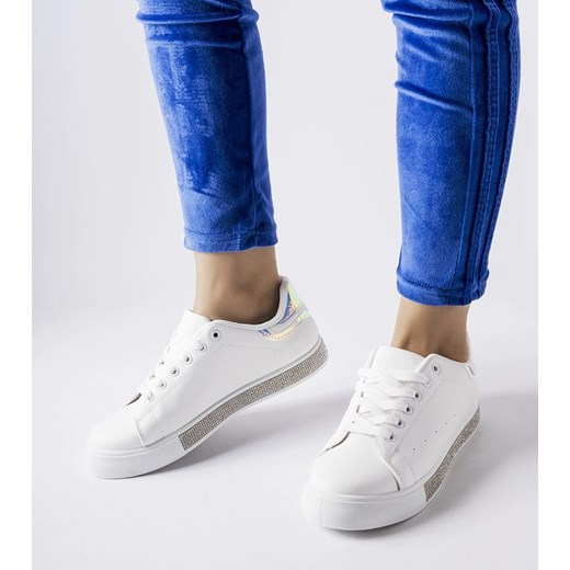 Białe klasyczne sneakersy z cyrkoniami Dina ze sklepu gemre w kategorii Trampki damskie - zdjęcie 162916658