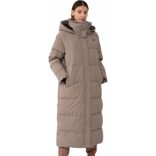 Kurtka damska 4F beżowa długa z kapturem 
