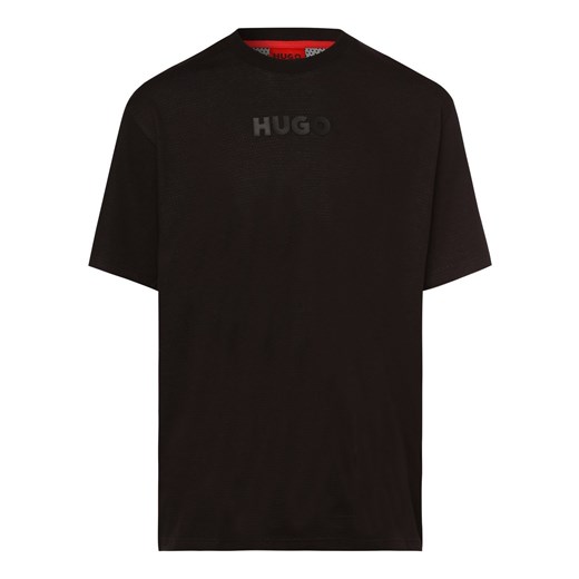 HUGO T-shirt męski Mężczyźni Bawełna czarny jednolity ze sklepu vangraaf w kategorii T-shirty męskie - zdjęcie 162934356