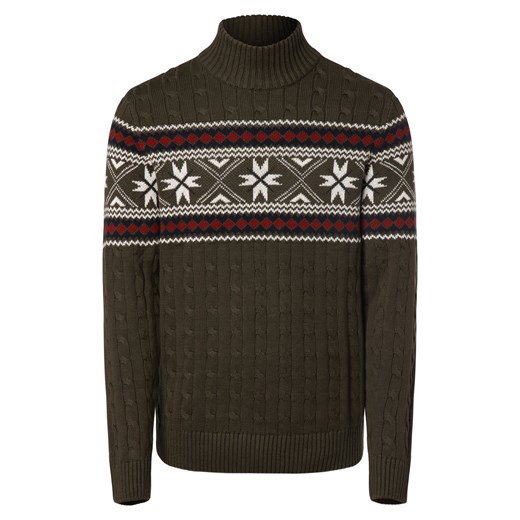Selected Sweter męski Mężczyźni Bawełna khaki wzorzysty ze sklepu vangraaf w kategorii Swetry męskie - zdjęcie 162934425