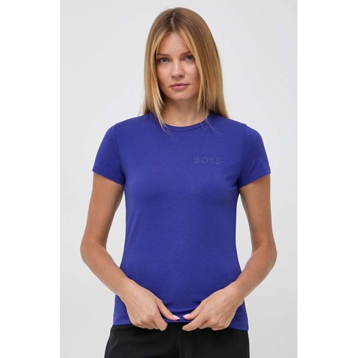 BOSS t-shirt damski kolor niebieski ze sklepu ANSWEAR.com w kategorii Bluzki damskie - zdjęcie 162938087