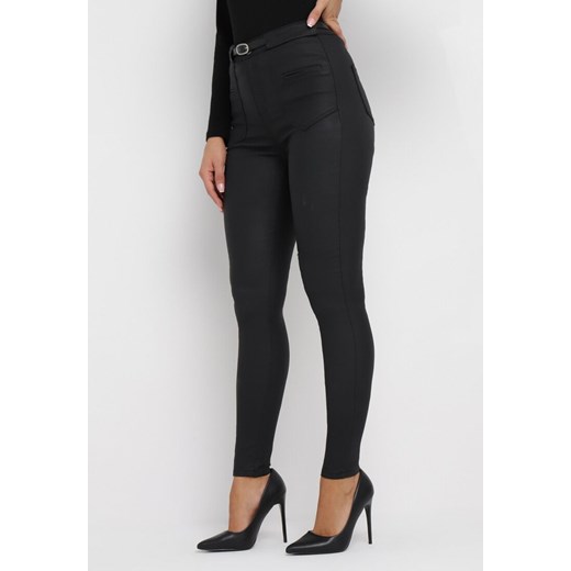Czarne Spodnie Skinny z Paskiem w Komplecie Kunomi ze sklepu Born2be Odzież w kategorii Spodnie damskie - zdjęcie 162945727