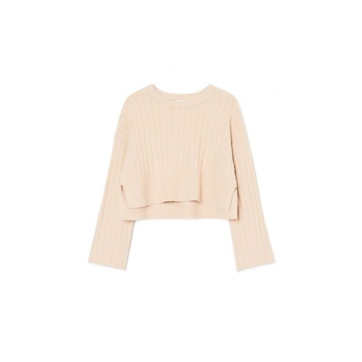 Cropp - Luźny beżowy sweter - beżowy ze sklepu Cropp w kategorii Swetry damskie - zdjęcie 162948276