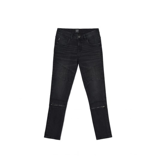 Cropp - Czarne jeansy skinny z panelami biker - czarny ze sklepu Cropp w kategorii Jeansy męskie - zdjęcie 162948286