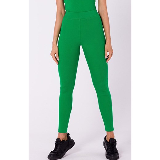Długie legginsy prążkowane w kolorze zielonym M734, Kolor intensywna zieleń, Rozmiar L, MOE ze sklepu Intymna w kategorii Spodnie damskie - zdjęcie 162948859
