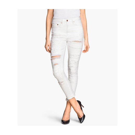  Dżinsy Skinny High Ankle  h-m bialy jeans