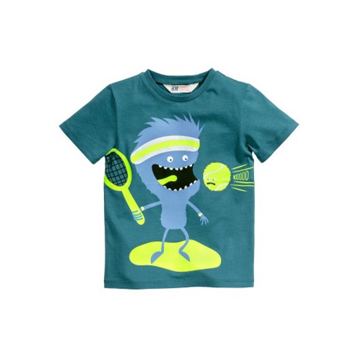 T-shirt z nadrukiem  h-m zielony nadruki
