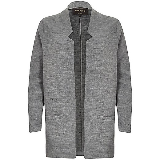 Grey marl jersey inverse collar blazer jacket river-island szary 