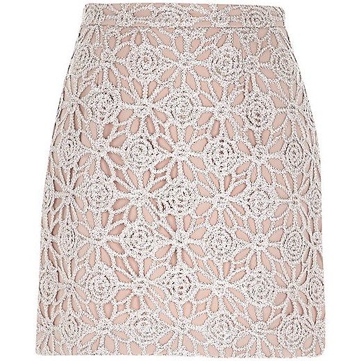 Pink sparkly lace A-line skirt river-island szary 