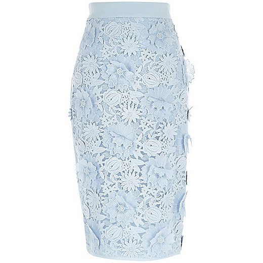 Blue flower and lace pencil skirt river-island zielony 