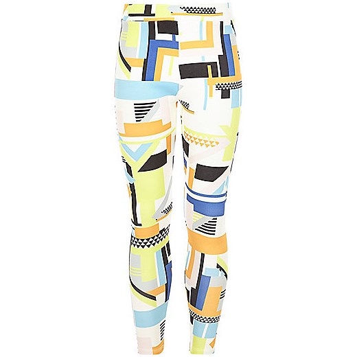 Girls black graphic print leggings river-island  