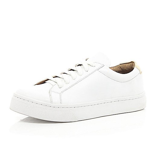 White lace up plimsoll trainer river-island bialy 