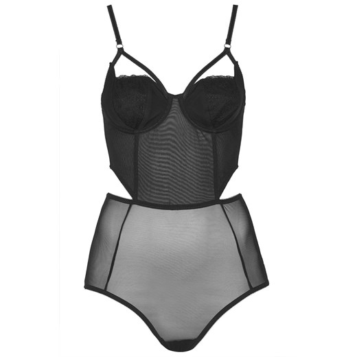 Lace and Mesh Body topshop czarny 