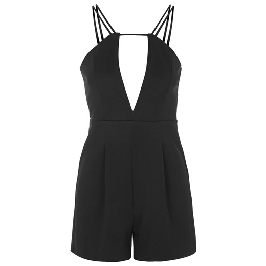 **Double Strap Plunge Playsuit by Rare topshop czarny 
