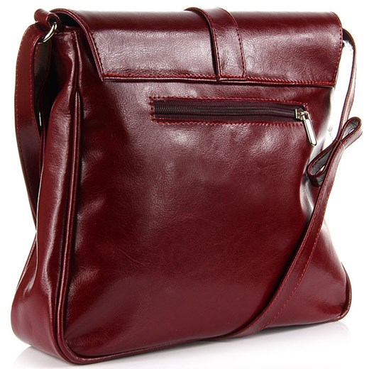 DAN-A T178 bordowa torebka skórzana damska listonoszka skorzana-com czerwony minimalistyczny