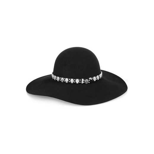 Embellished leather-trimmed rabbit-felt fedora net-a-porter czarny 