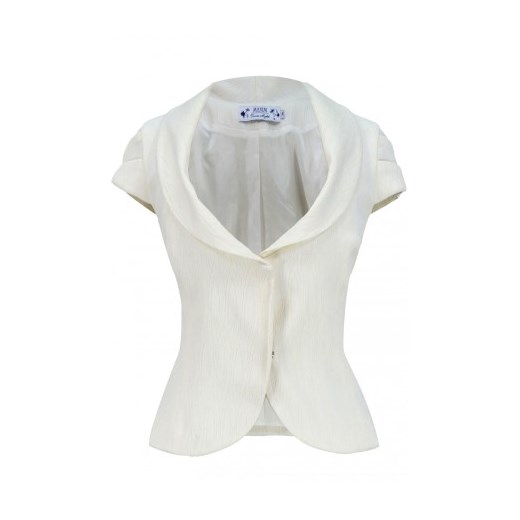 Maxim żakiet biały z owalnym dekoltem n-fashion-pl szary dopasowane