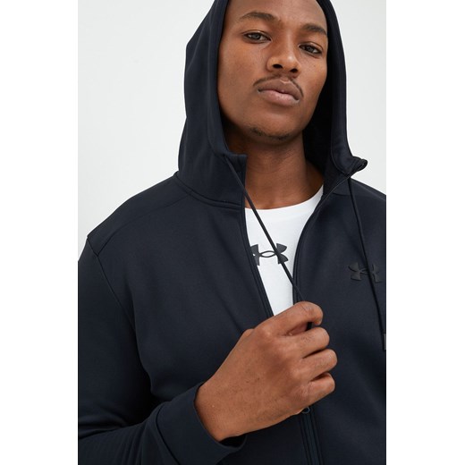 Under Armour bluza dresowa męska kolor czarny z kapturem gładka ze sklepu ANSWEAR.com w kategorii Bluzy męskie - zdjęcie 163353789