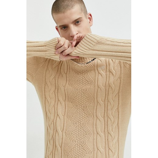Hollister Co. sweter męski kolor brązowy ze sklepu ANSWEAR.com w kategorii Swetry męskie - zdjęcie 163355648