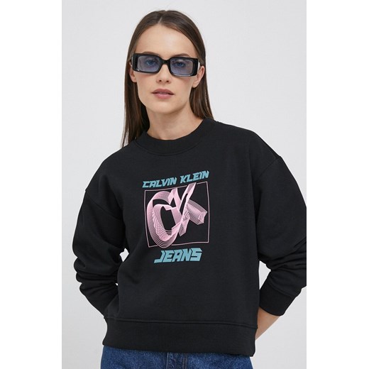 Calvin Klein Jeans bluza damska kolor czarny z nadrukiem XL ANSWEAR.com