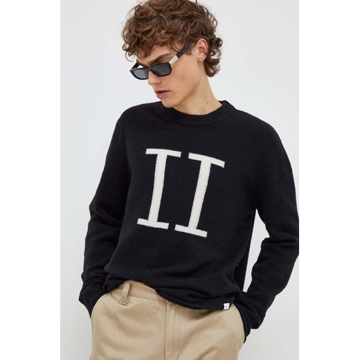Les Deux sweter z domieszką wełny męski kolor czarny ze sklepu ANSWEAR.com w kategorii Swetry męskie - zdjęcie 163362016