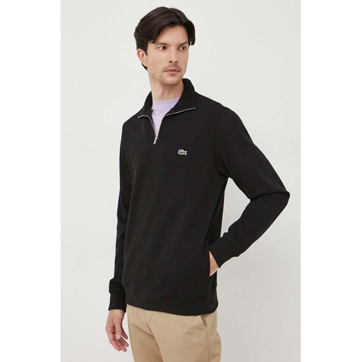 Lacoste sweter bawełniany kolor czarny z półgolfem ze sklepu ANSWEAR.com w kategorii Swetry męskie - zdjęcie 163362459