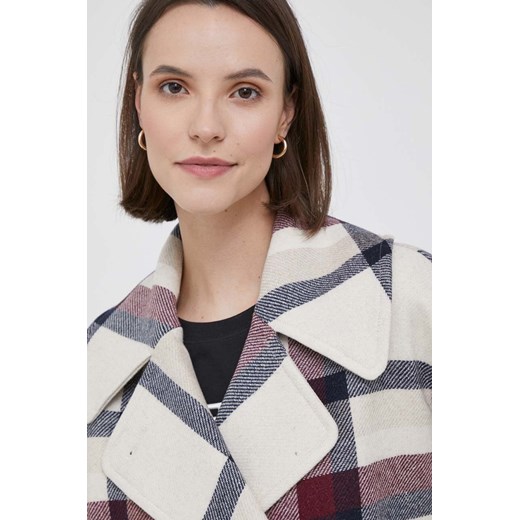 Tommy Hilfiger kurtka wełniana kolor beżowy przejściowa Tommy Hilfiger 38 ANSWEAR.com